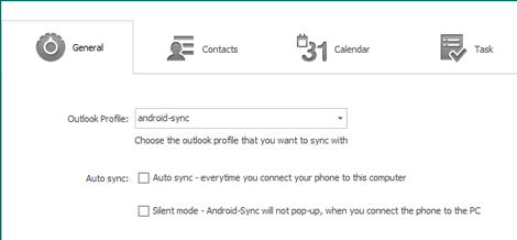 Outlook sync preferences